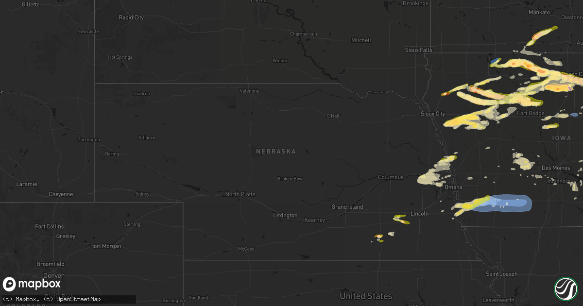 Hail map in Nebraska on May 15, 2026