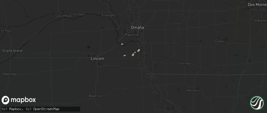 Hail map in Nehawka, NE on May 15, 2026