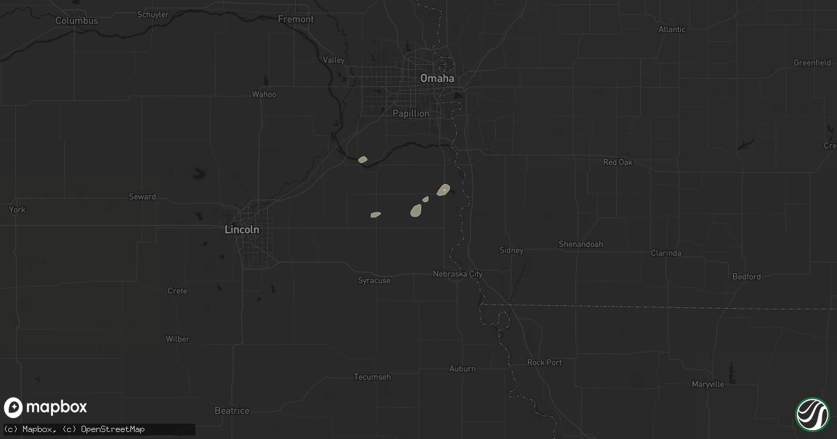 Hail map in Nehawka, NE on May 15, 2026