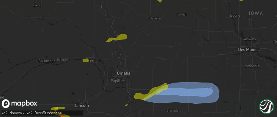 Hail map in Neola, IA on May 15, 2026