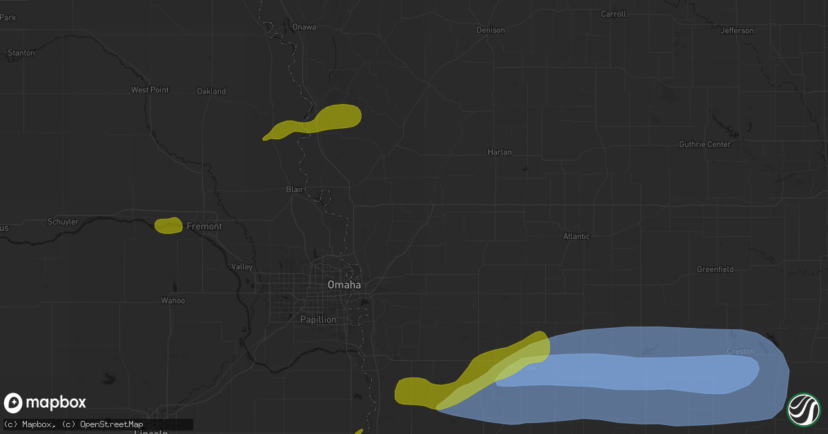 Hail map in Neola, IA on May 15, 2026