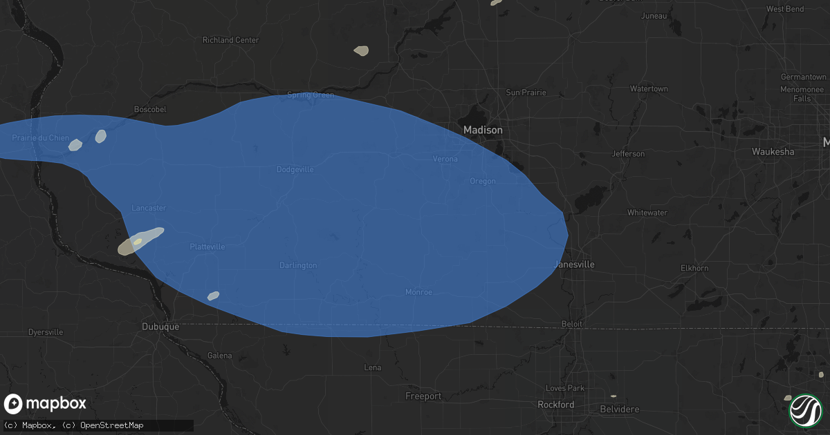 Hail map in New Glarus, WI on May 15, 2026