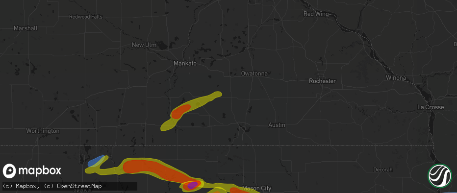 Hail map in New Richland, MN on May 15, 2026