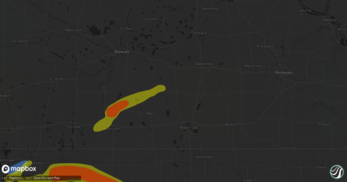Hail map in New Richland, MN on May 15, 2026