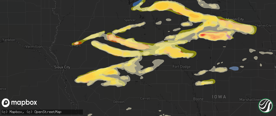 Hail map in Newell, IA on May 15, 2026