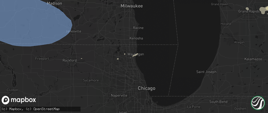 Hail map in North Chicago, IL on May 15, 2026