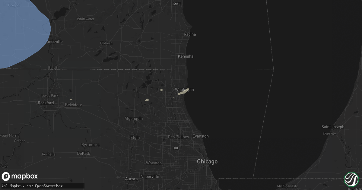 Hail map in North Chicago, IL on May 15, 2026
