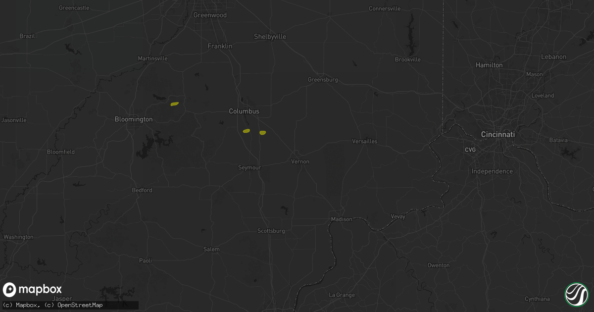 Hail map in North Vernon, IN on May 15, 2026