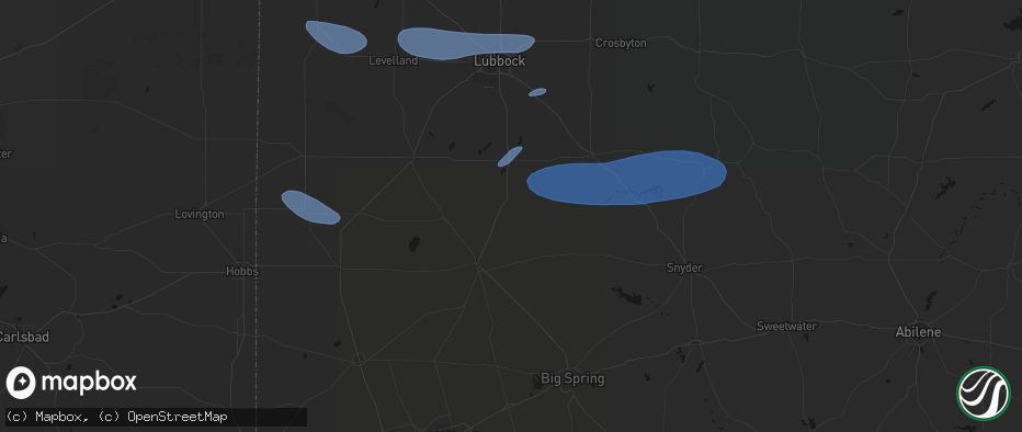 Hail map in Odonnell, TX on May 15, 2026