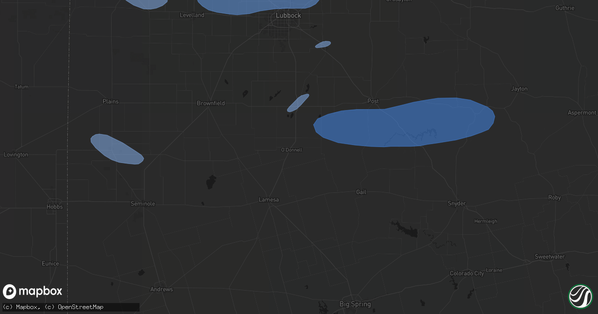 Hail map in Odonnell, TX on May 15, 2026