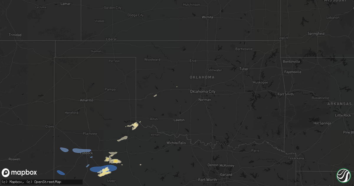 Hail map in Oklahoma on May 15, 2026