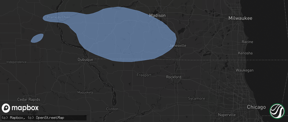 Hail map in Orangeville, IL on May 15, 2026