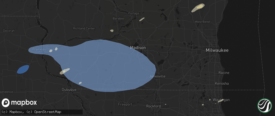 Hail map in Oregon, WI on May 15, 2026