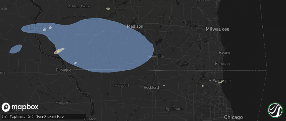 Hail map in Orfordville, WI on May 15, 2026