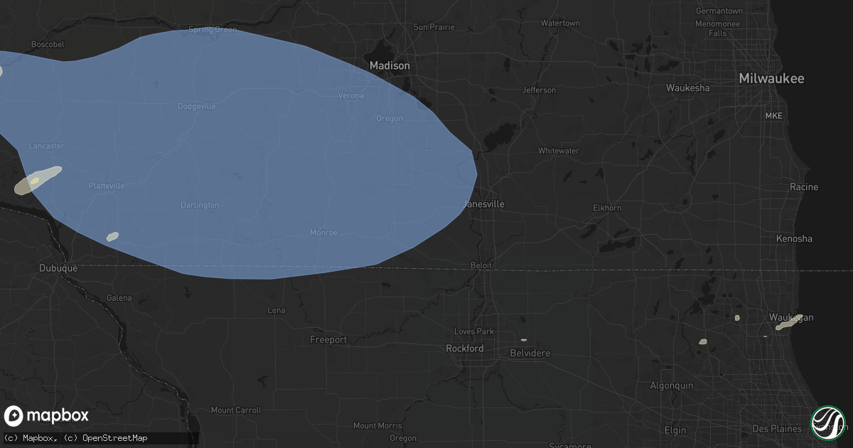 Hail map in Orfordville, WI on May 15, 2026