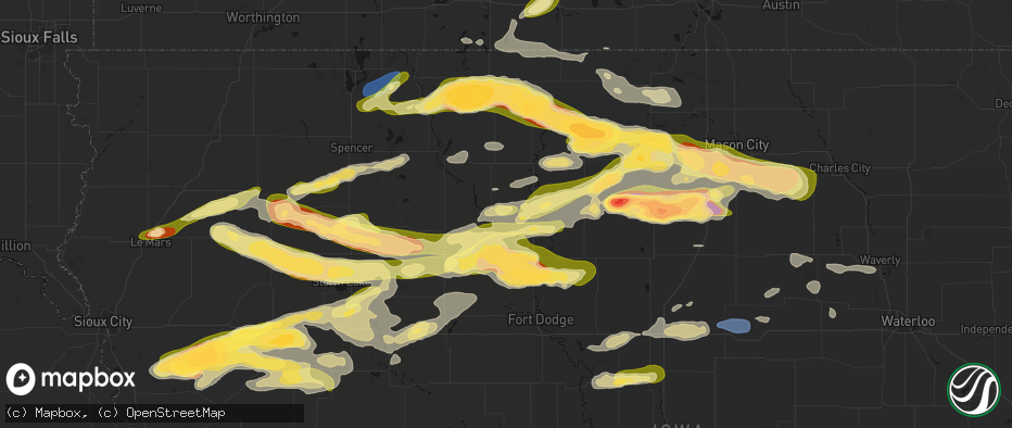 Hail map in Ottosen, IA on May 15, 2026