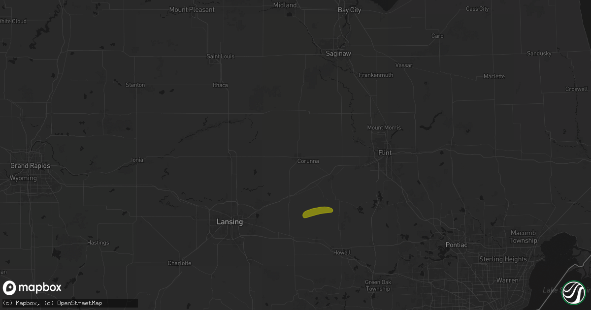 Hail map in Owosso, MI on May 15, 2026
