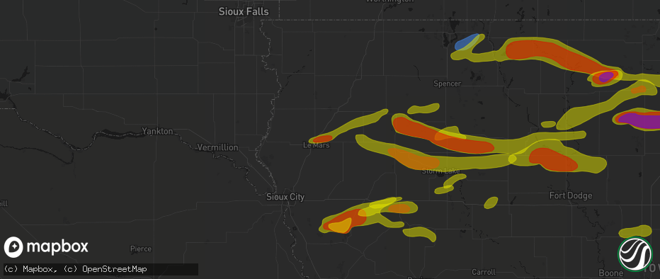 Hail map in Oyens, IA on May 15, 2026