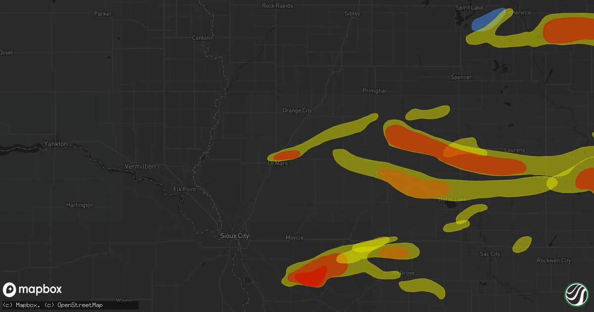 Hail map in Oyens, IA on May 15, 2026