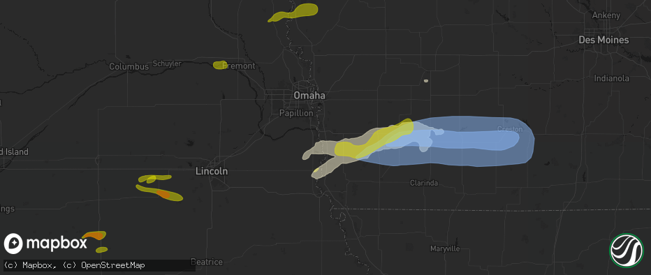 Hail map in Pacific Junction, IA on May 15, 2026