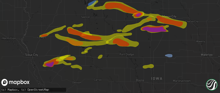 Hail map in Palmer, IA on May 15, 2026