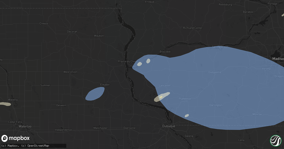 Hail map in Patch Grove, WI on May 15, 2026