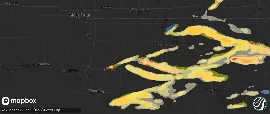 Hail map in Paullina, IA on May 15, 2026