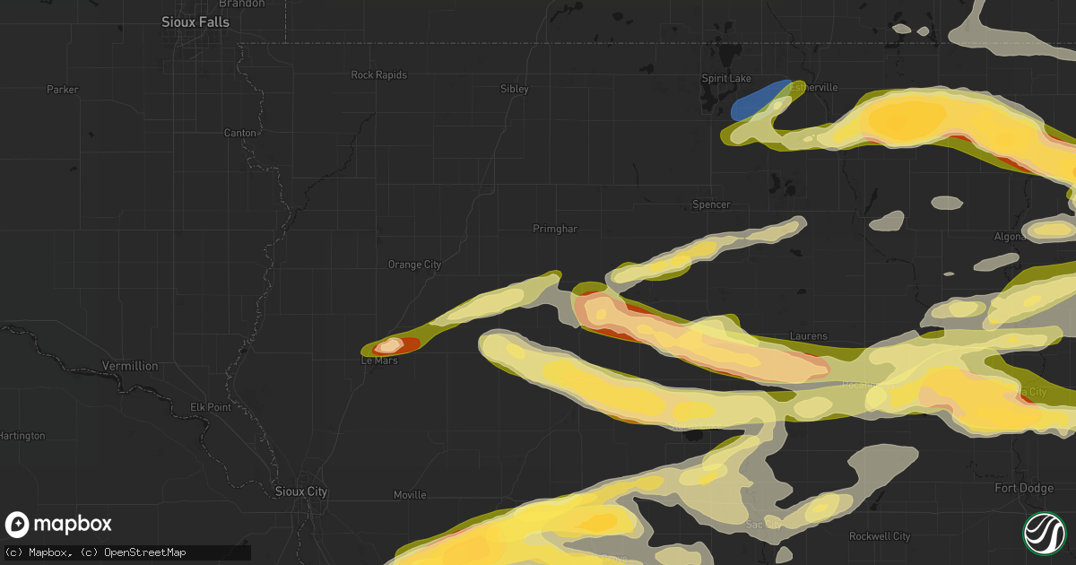 Hail map in Paullina, IA on May 15, 2026