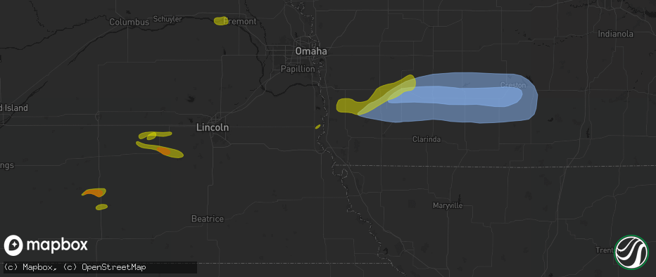 Hail map in Percival, IA on May 15, 2026