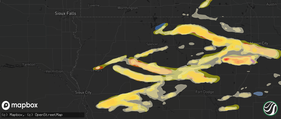 Hail map in Peterson, IA on May 15, 2026