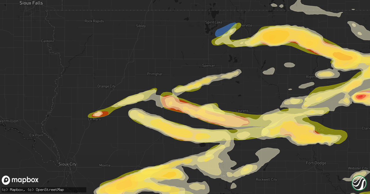 Hail map in Peterson, IA on May 15, 2026