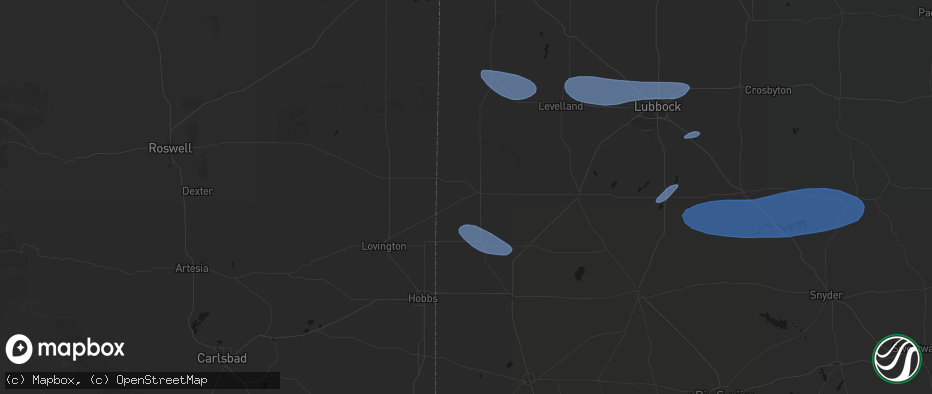 Hail map in Plains, TX on May 15, 2026