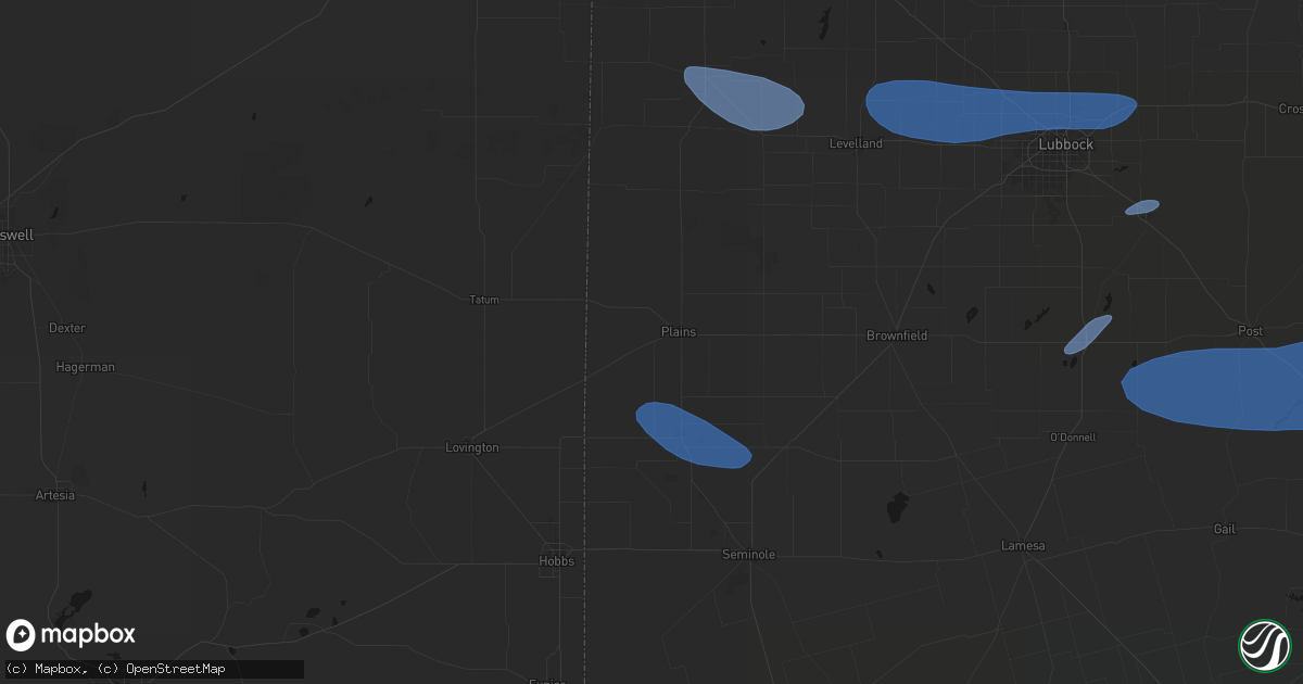 Hail map in Plains, TX on May 15, 2026