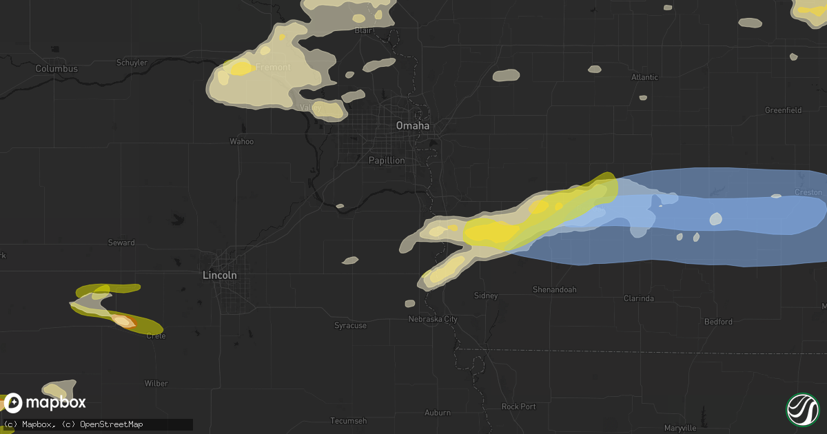 Hail map in Plattsmouth, NE on May 15, 2026
