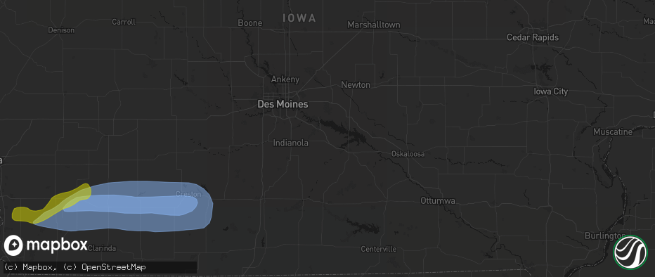 Hail map in Pleasantville, IA on May 15, 2026