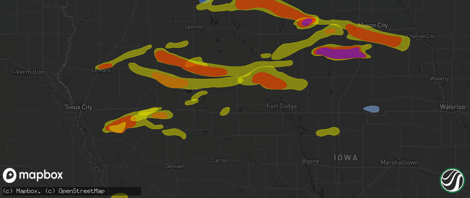 Hail map in Pomeroy, IA on May 15, 2026