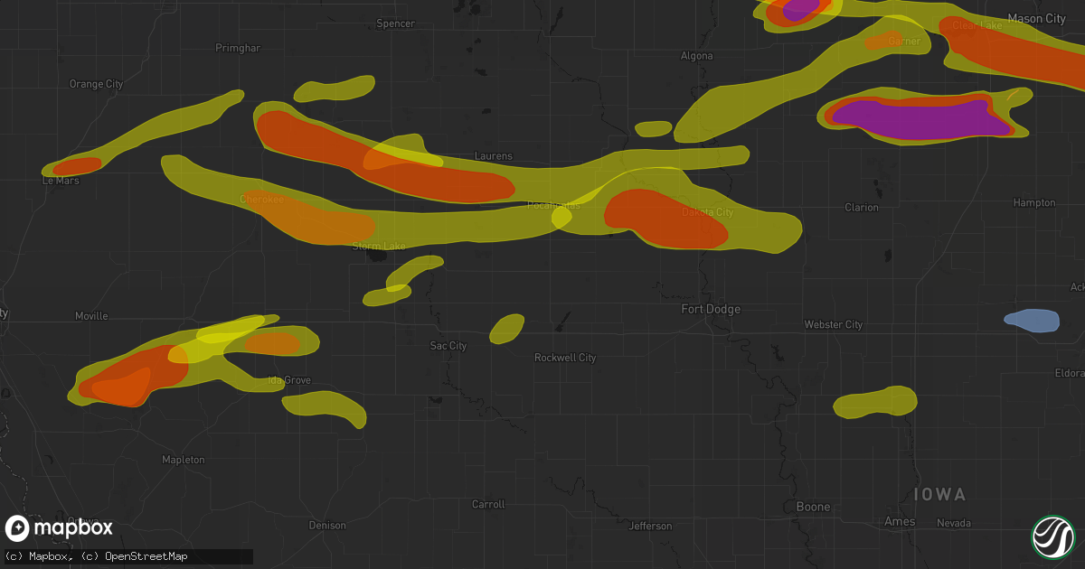 Hail map in Pomeroy, IA on May 15, 2026