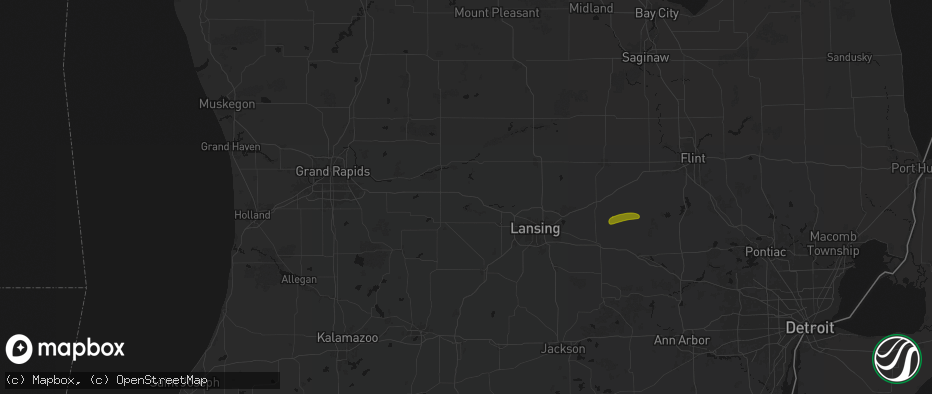 Hail map in Portland, MI on May 15, 2026