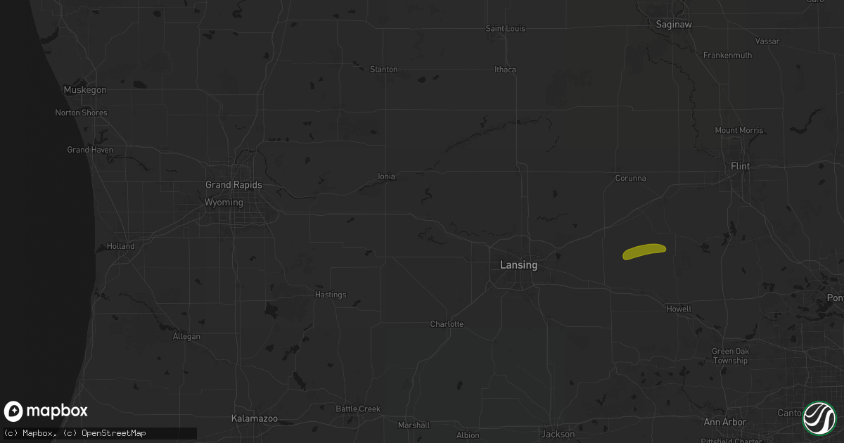 Hail map in Portland, MI on May 15, 2026