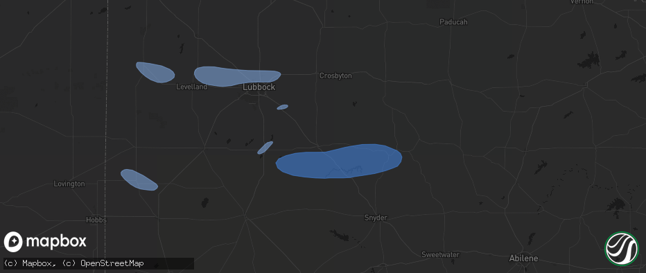 Hail map in Post, TX on May 15, 2026