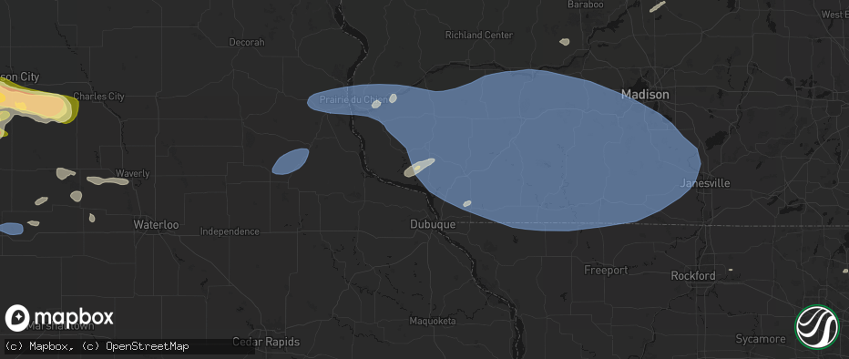 Hail map in Potosi, WI on May 15, 2026