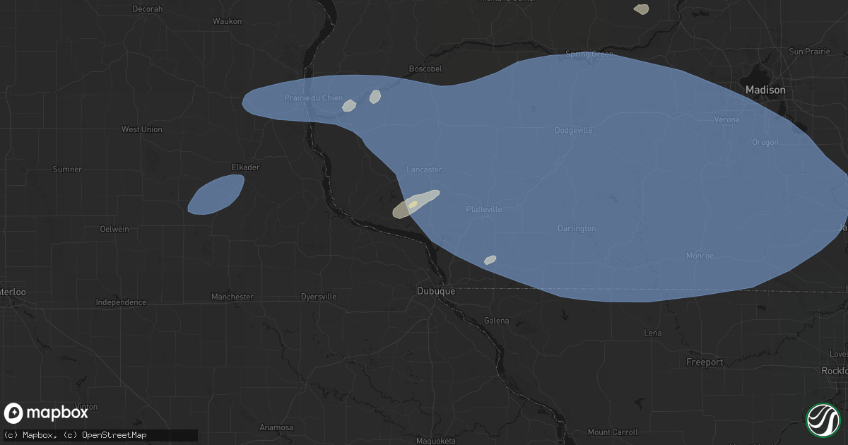 Hail map in Potosi, WI on May 15, 2026