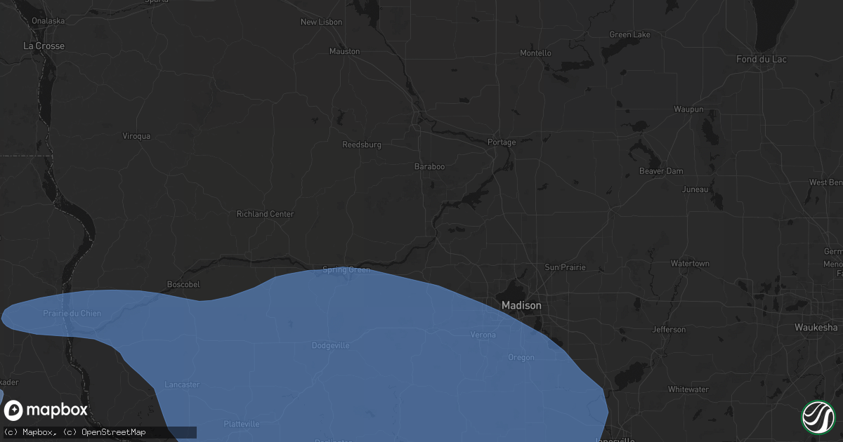 Hail map in Prairie Du Sac, WI on May 15, 2026