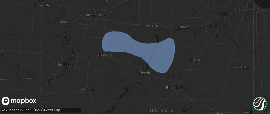 Hail map in Princeville, IL on May 15, 2026