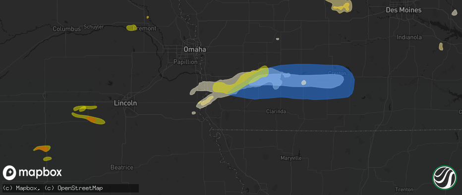 Hail map in Randolph, IA on May 15, 2026