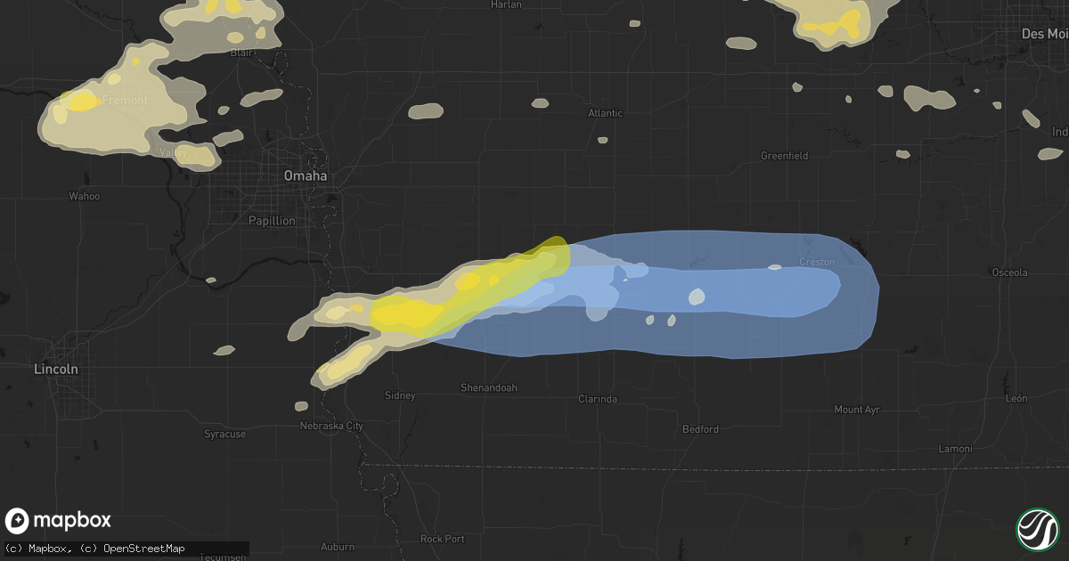 Hail map in Red Oak, IA on May 15, 2026