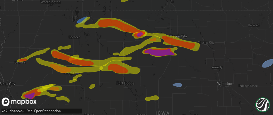 Hail map in Renwick, IA on May 15, 2026