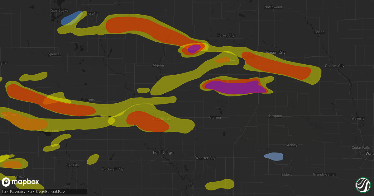 Hail map in Renwick, IA on May 15, 2026