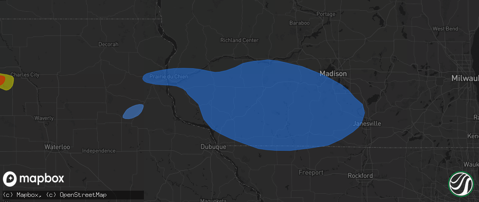 Hail map in Rewey, WI on May 15, 2026