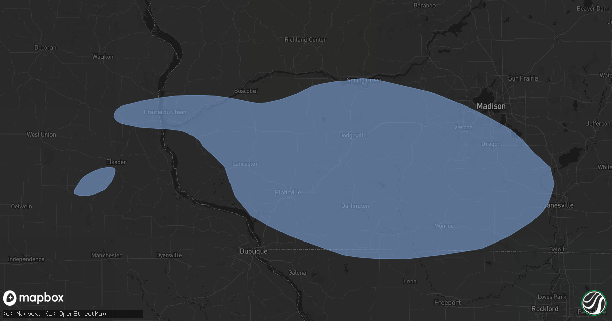 Hail map in Rewey, WI on May 15, 2026